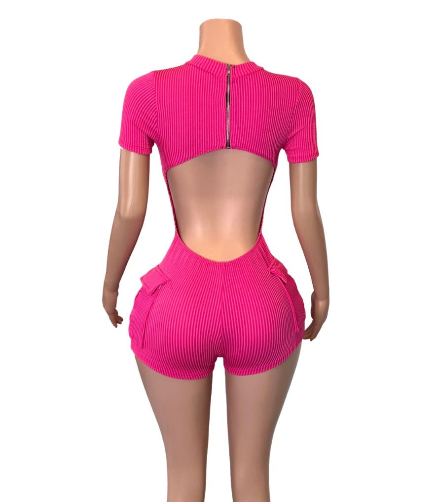 Not Interested Cut Out Back Romper