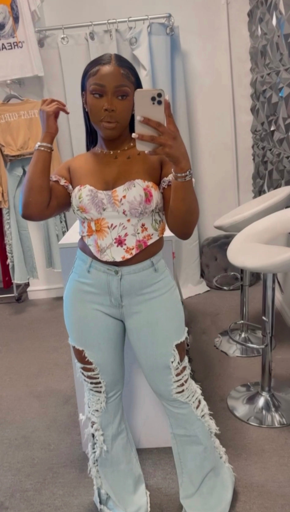 Floral Sweetheart Bustier Top